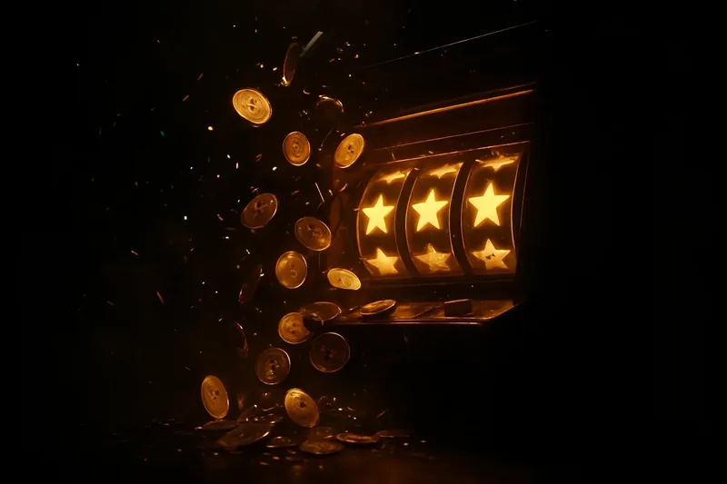 Golden coins raining over winning slot screen in premium casino